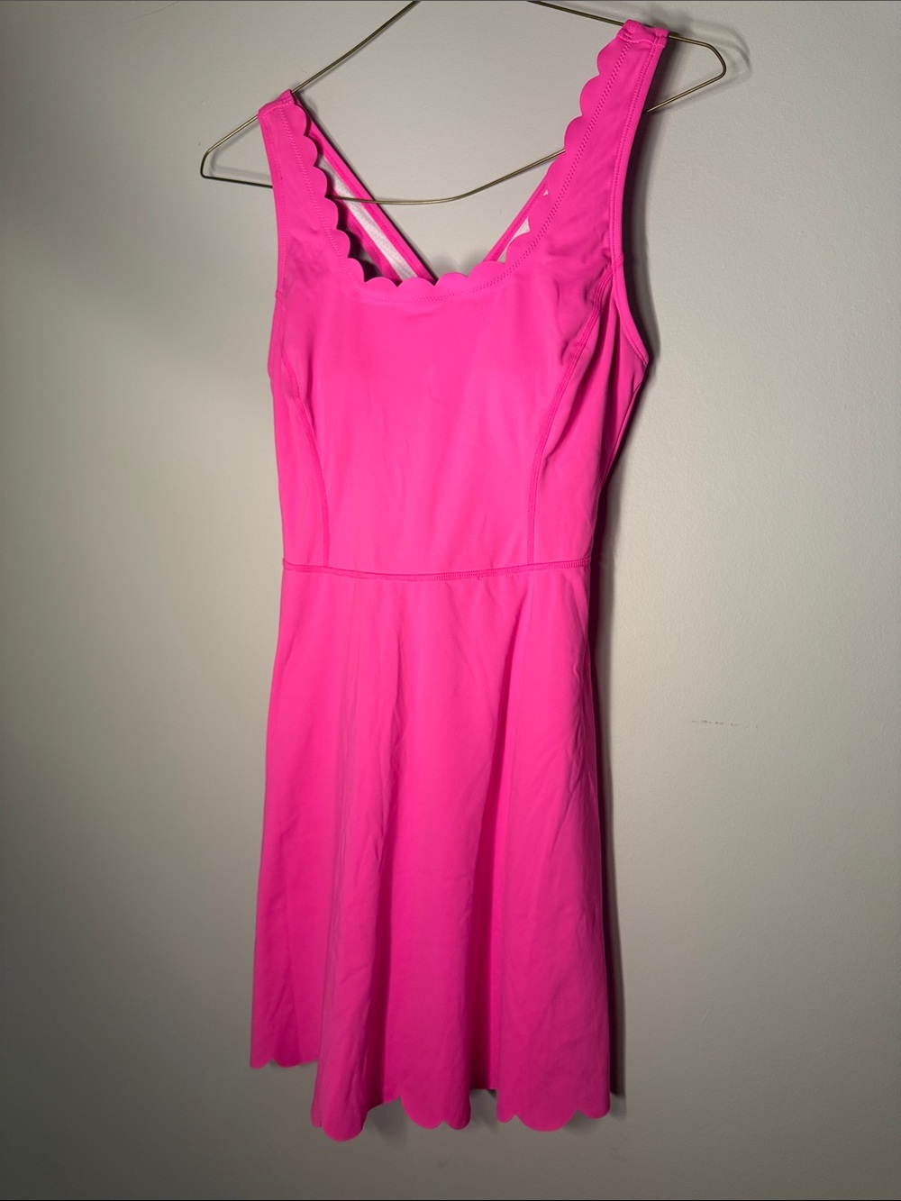 Bright Pink Scalloped Tank Dress - Women's. Golf or Tennis. SKU AB212-111